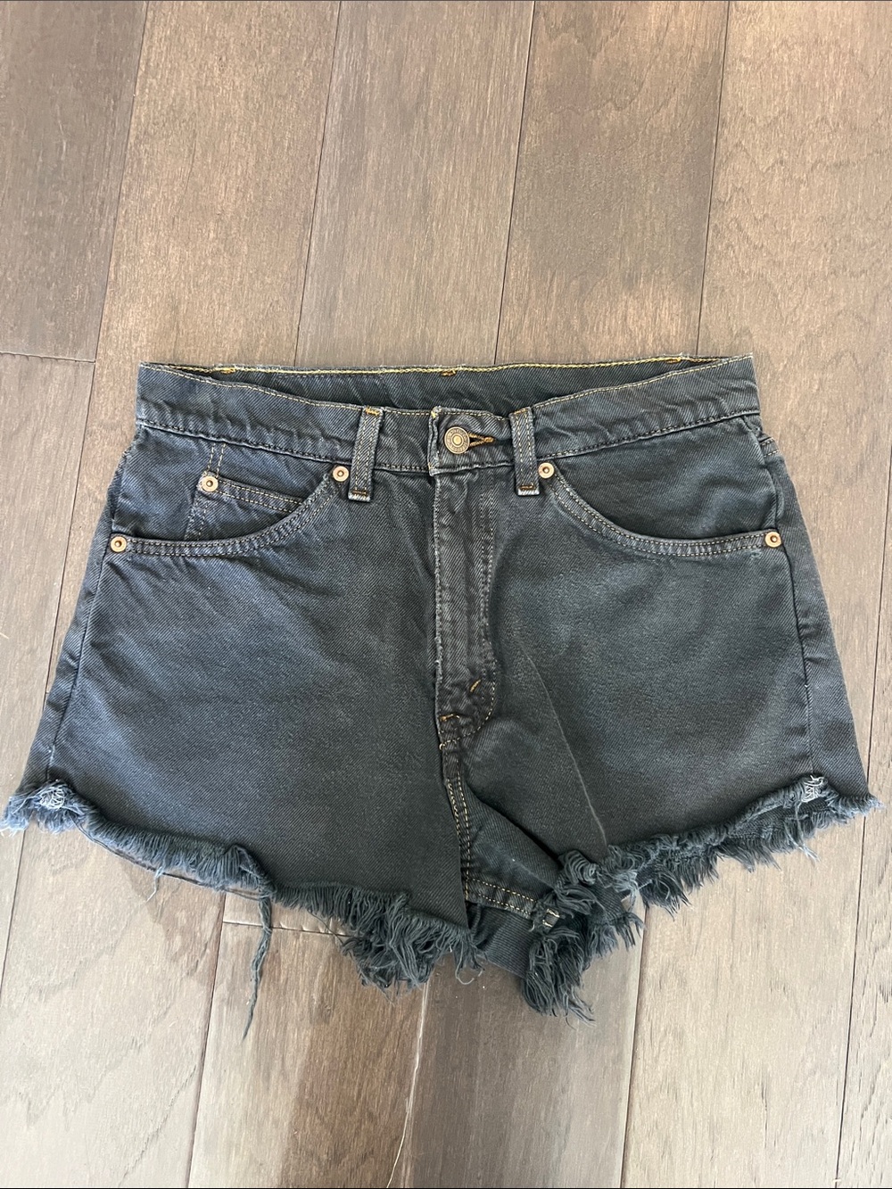 Perfectly worn-in Vintage Levi’s Black Denim Shorts